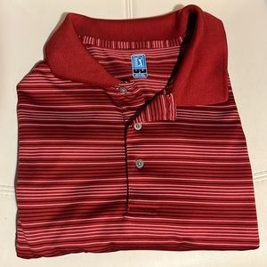 PGA Tour Red Short Sleeve Golf Polo Shirt Size Large